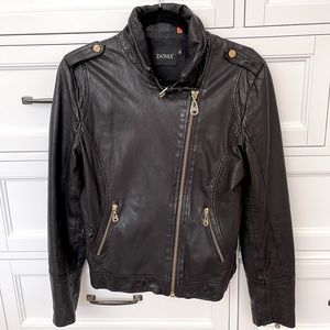 Doma Black Leather Moto Jacket (size M)